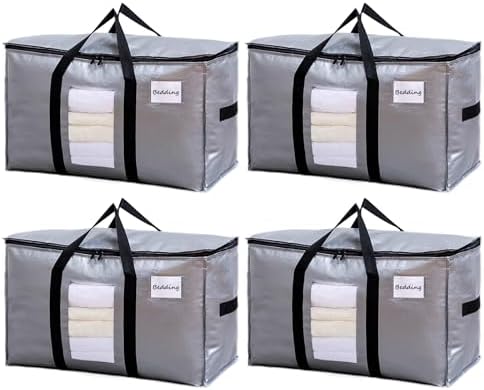 TAILI 4 Pack Silver Extra Large Moving Bags,Storage Bag with Visible Window by TAILI