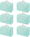 VENO 6 Pack Heavy Duty Moving Bags, Extra Large Storage Bags with Reinforced Handles & Strong Zippers, Foldable & Reusable Moving Box Alternative for Clothes & Dorm Storage by Veno