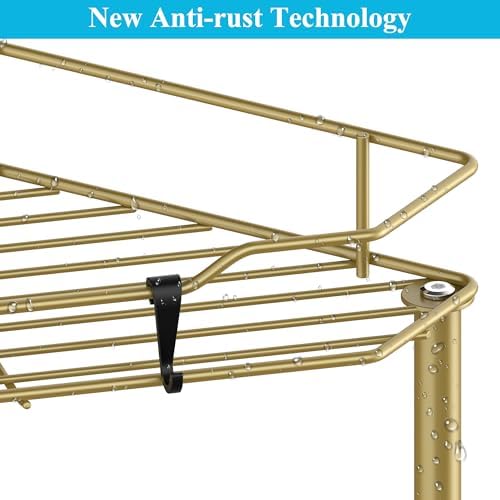 HuggieGems Metal Floor Standing Corner Shower Caddy, Gold, 5 Tier - Image 5
