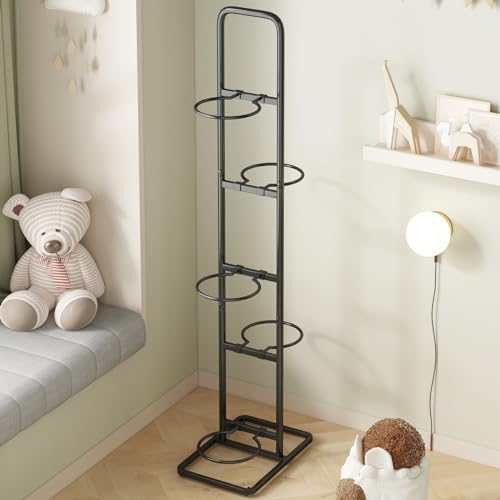 Vertical Ball Storage Rack - Adjustable 5-Tier Sports Organizer Stand for Basketball, Soccer, Volleyball and More（56.7inches） - Image 2
