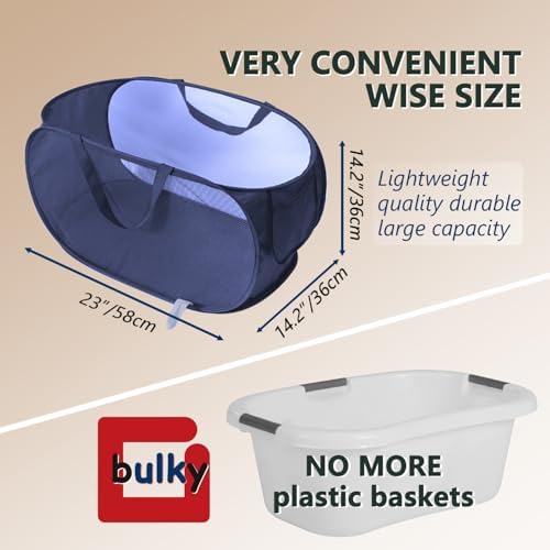Collapsible Laundry Hamper Basket,Pop Up Mesh Foldable Bag for Laundry Room - Image 3