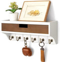 Rebee Vision Key Holder Wall Mount Room Decor, White & Retro Brown by REBEEVISION