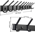 WEBI Coat Rack Wall Mounted,10 Hooks for Hanging Coats,30 Inch Hook Rack Hook Rail Coat Hanger Wall Mount for Backpack,Clothes,Jacket,Black - Image 2