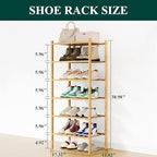 Smiry Bamboo Shoe Rack, 8 Vertical Slats, 6 Tier - 17.3" Wide, Natural - Image 2