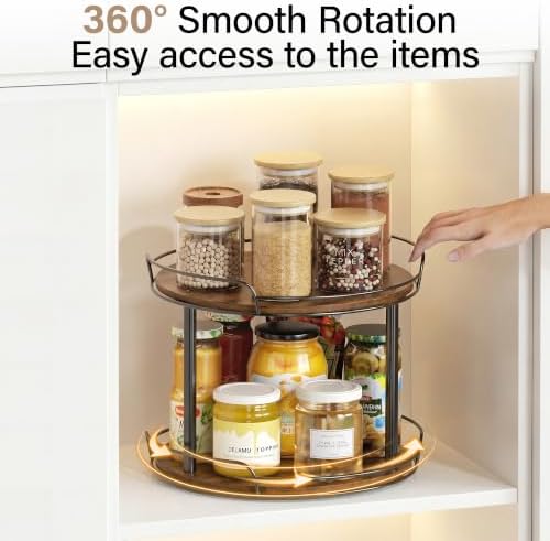 2-Tier Lazy Susan Spice Rack, 10'' Rotating Turntable for Cabinet - Image 4