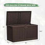 Greesum 230 Gallon HDPE Outdoor Storage Box with Removable Dividers, Weatherproof Oversized Deck Box for Patio, Garage, Garden, Brown - Image 7