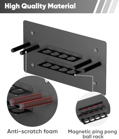 Ping Pong Paddle Holder, Wall Mounted Metal Magnetic Table Tennis Storage Rack Holds - Image 2