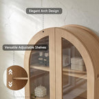 Bathroom Arched Wall Cabinet Over The Toilet Storage Cabinet, 23.5×31.4 Inch bathroom cabinet wall mount with Glass Doors & Adjustable Shelves, Wood Cabinet for Laundry Room, Kitchen,Natural oak - Image 4