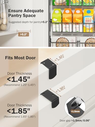 Delamu Over The Door Pantry Organizer, 9-Tier Pantry Door Organizers and Storage with Adjustable Basket, Metal Hanging Spice Rack, Seasoning Organizer, Door Organizer for Home Kitchen Bathroom, Black - Image 3