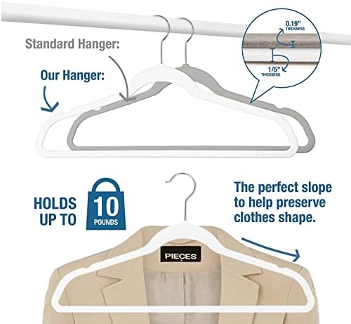 50 Pack Slim Plastic Clothes Hangers,White | 17.7 in adult size, 0.2 in profile, non-velvet ABS, anti-slip grooves, Closets/dorms/laundry - Image 3