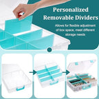 BTSKY Clear Plastic Dividing Storage Box with 8 Compartments Adjustable Storage Bin with Lid Portable Craft Storage Container Multipurpose Sewing Box Art Supply Organizer, 15.1x13.9x3.5 Inches - Image 4