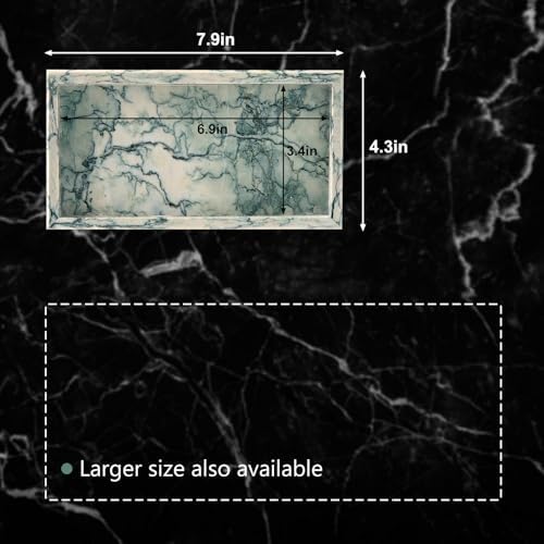 Natural Small Marble Vanity Tray, Stone Organizer for Bathroom & Kitchen - Image 2