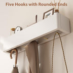 CycleCrew Solid Wood Wall Mounted Coat Rack with Shelf Hooks - Modern Floating Shelves with 5 Hidden Hooks, Heavy Duty Entryway Coat Key Holder Hanger for Hallway Bathroom Bedroom Home Decor - Image 2