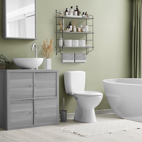 Sorbus 3-Tier Floating Shelves for Wall, Bathroom Storage & Decor (Gray) - Image 2