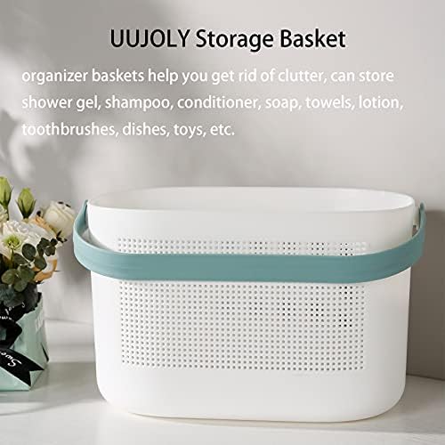 Plastic Portable Shower Caddy Basket, Storage Organizer with Handle, Green - Image 4