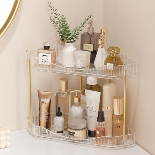 Lifewit 2 Tier Corner Bathroom Counter Organizers and Storage, Clear by Lifewit