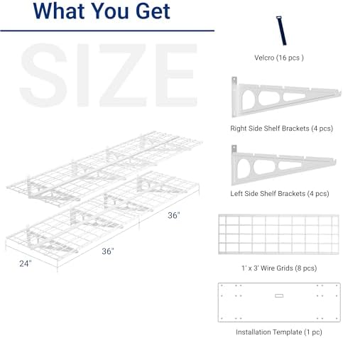 FLEXIMOUNTS 2-Pack 2x6ft Garage Shelving with Hooks, 1400lbs Load, White - Image 6