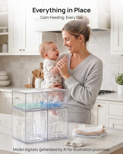 Vtopmart Clear Stackable Storage Drawers Set of 8, Plastic Organizer Bins - Image 4
