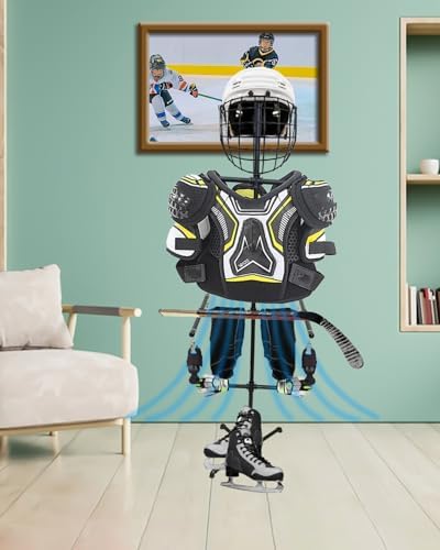 Hockey Equipment Drying Rack,Heavy Duty Metal Sports Hockey Gear Drying Rack,Ice Hockey Drying Rack for Hockey, Football, Lacrosse Gloves, Pads, Helmets - Image 2