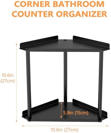 FLE Corner Bathroom Counter Organizer, Bathroom Organizer Countertop Black - Image 3