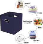 Navy Blue Fabric Storage Bins, Set of 3, 11x11x11, Foldable Cube Bins for Cloth or Accessory Storage - Image 3