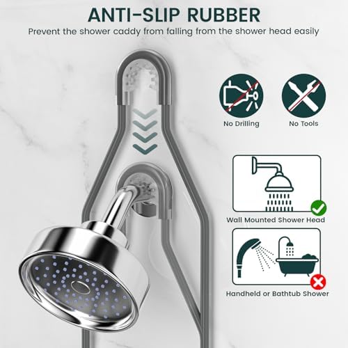 REINHARDT Adjustable Shower Caddy Hanging Rustproof Shower Organizer, Grey - Image 4