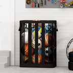 STO STO Ball Storage Basket, Wall-Mounted or Freestanding Garage Ball Organizer Holder, Holds up to 15 Balls, Sports Equipment Organizer with Elastic Front Access for Garage, Gym, Playroom, Black - Image 2