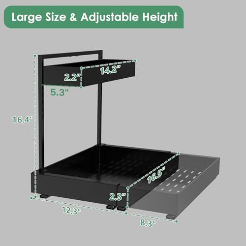 REALINN Under Sink Organizer, L-Shaped Pull Out Cabinet Rack for Kitchen - Image 5