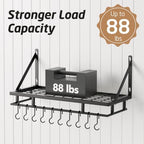 KES 24 Inch Kitchen Pot Pan Rack Wall Mounted, 10 Hooks, Matte Black - Image 3