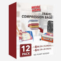 MEIQIHOME Vacuum Storage Bags, Space Saver Sealer Bags for Clothing, Pillows, Comforters, Blankets, Bedding, Travel, 12 Roll Bags, PA+PE Material by MEIQIHOME
