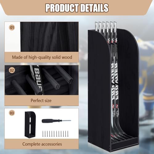 Cinnvoice 38''Vertical Hockey Stick Organizer Holder for 7 Sticks - Image 3