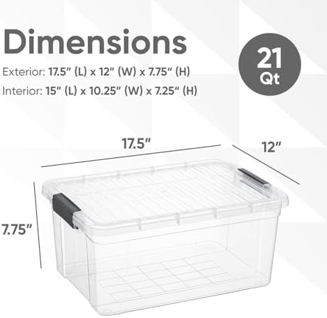 Superio 21 Quart Clear Plastic Storage Boxes with Lids, Stackable Organizer Containers, BPA-Free Storage Bins for Home, Office, School & Dorm, 6 Pack - Image 2