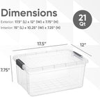 Superio 21 Quart Clear Plastic Storage Boxes with Lids, Stackable Organizer Containers, BPA-Free Storage Bins for Home, Office, School & Dorm, 4 Pack - Image 2