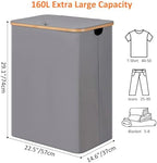 efluky Laundry Hamper 3 Section with lid and 3 Removable Bags, Silver Grey - Image 2