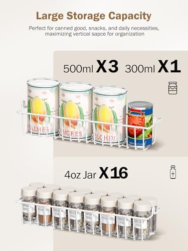 Delamu Over The Door Pantry Organizer, 8-Tier Pantry Door Organizers and Storage with Adjustable Basket, Metal Hanging Spice Rack, Seasoning Organizer, Door Organizer for Home Kitchen Bathroom, White - Image 5