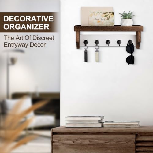 Key and Mail Holder Wall Mount, Mail Organizer with 5 Key Hooks - Image 5