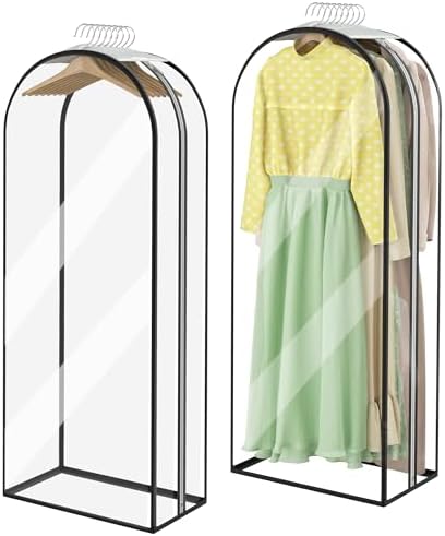 Garment Bags for Hanging Clothes 60” Long, Ultra Clear Suit Bags for Closet Storage, Moving Organization, Travel Covers with 10" Gussets for Coat, Dress, Shirt and Sweater - 2 PCS by Ramota