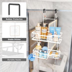Consumest Over Door Shower Caddy - 2 Tier Shower Shelves Hanging with Soap Holders, Large Capacity Shower Organizer with 4 Hooks, Bathroom Rack and Storage, White - Image 3