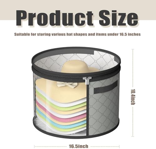 Hat Boxes For Women Storage - This Oversized Clear Hat Storage Bag can hold 9 hats,suitable for cowboy hats,suitable for travel and daily hat organizer for closet. (Gray) - Image 3