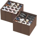 SpaceAid Shoe Organizer for Closet, 2 Pack Foldable Shoe Storage Containers Baskets Boxes Bins w/Adjustable Dividers, Fits 16-32 Pairs, Brown by SpaceAid