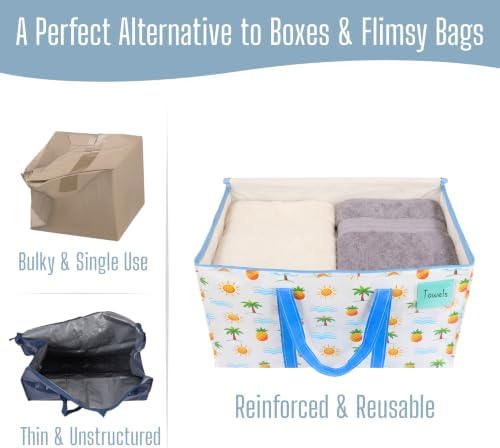 VENO 8 Pack Heavy Duty Moving Bags, Extra Large Storage Bags with Reinforced Handles & Strong Zippers, Foldable & Reusable Moving Box Alternative for Clothes & Dorm Storage - Image 5
