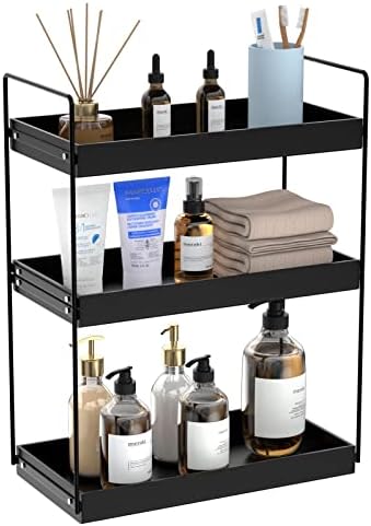 NPPLUS 3 Tier Bathroom Counter Organizer Matte Black Acrylic Tray by NPPLUS