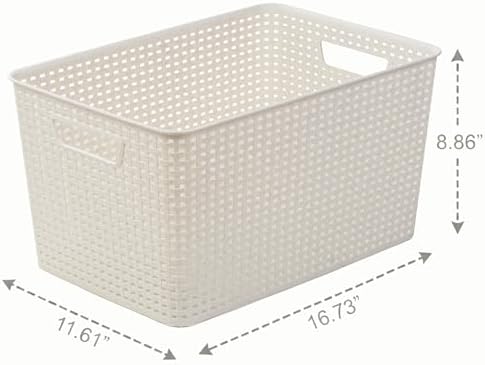BINO | Plastic Storage Baskets, 22 Liter - 3 Pack, Natural | THE WOVEN COLLECTION | Storage Basket for Shelves | Woven Storage Baskets for Organizing Bins | Pantry Shelf Organizer | Container Bin - Image 2