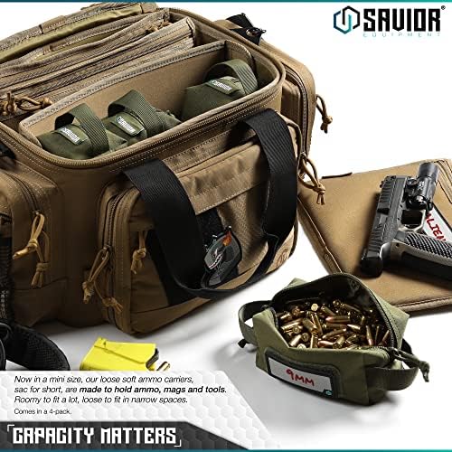 Savior Equipment Loose Sacs 4-Pack Tactical Ammo Pouch Firearm Ammunition Carrier Bag, ID Patches Included, Rifle Carbine Pistol Revolver Ammos Case Shooting Range Gear - Image 2