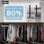 6 Layers Pants Hangers Space Saving Non-Slip Closet Organizer 2 Pack | Metal Space Saving Hangers Multi-Layer Multifunctional Rack Closet Organizers and Storage for Skirts Jeans Trousers(Black) - Image 4