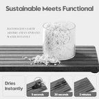 Razborci 2PCS Diatomite Water Absorbing Stone Drying Tray Mat for Bathroom & Kitchen Counter, Instant Dry Drink Bar Coaster, Vanity Sink Caddy Organizer, Dish Soap Sponge Holder, Dark Gray, 8"x3.8" - Image 3
