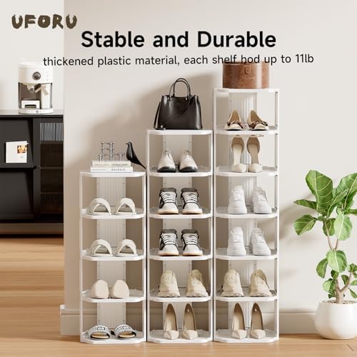 UFORU 6-Tier Small Vertical Shoe Rack,Plastic Shoe Organizer,Narrow Spaces - Image 6