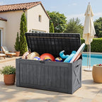 Greesum Outdoor Storage Box 120 Gallon Storage Bin with Lid for Patio Furniture, Garden Tools, Pool Supplies, Lockable, Waterproof and UV Resistant, Gray - Image 6