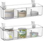 vacane 2 Pack Plastic Over Cabinet Door Organizer with Removable Hooks, Clear Hanging Baskets for Organizing Over the Cabinet Organizer Holder for Kitchen, Bathroom-Hang Outside or Inside Door-XL by vacane