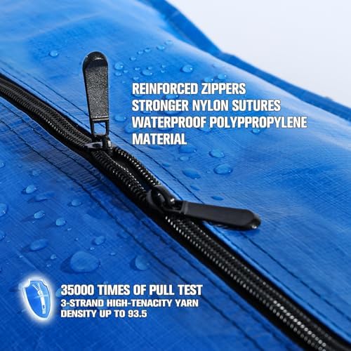 Heavy Duty Blue Moving Bags with Strong Zipper Handles Backpack Straps - Image 6